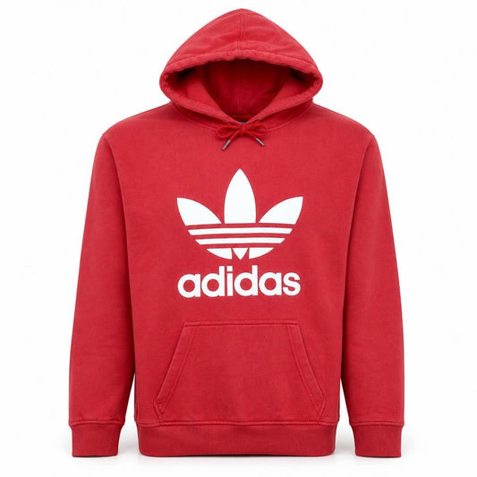 Adidas Men's Red Pullover Hoodie L Regular Fit Graphic Logo