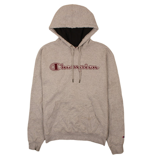 Champion Mens Grey Pullover Hoodie M Embroidered Logo