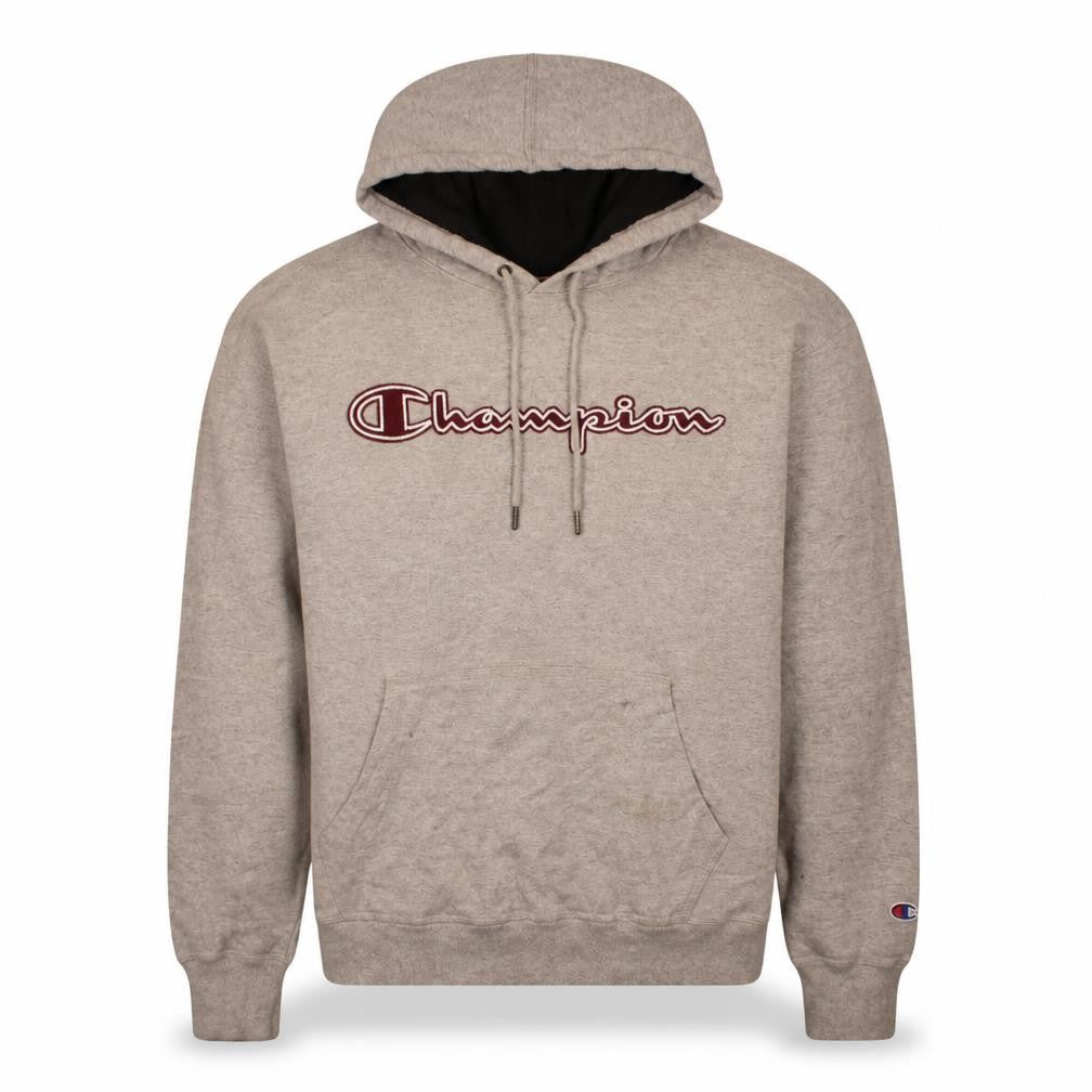 Champion Mens Grey Pullover Hoodie M Embroidered Logo