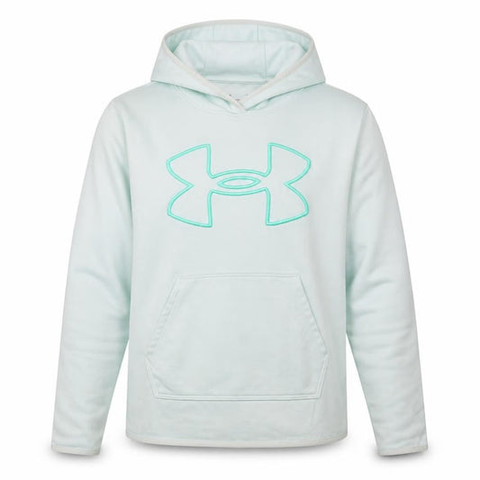 Under Armour Men's White Pullover Hoodie L Logo Fleece Sportswear