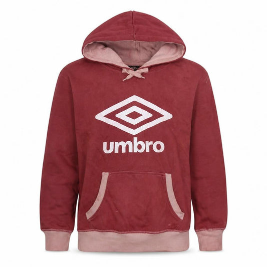 Umbro Men's Red Pullover Hoodie L Fleece Sportswear Sweatshirt