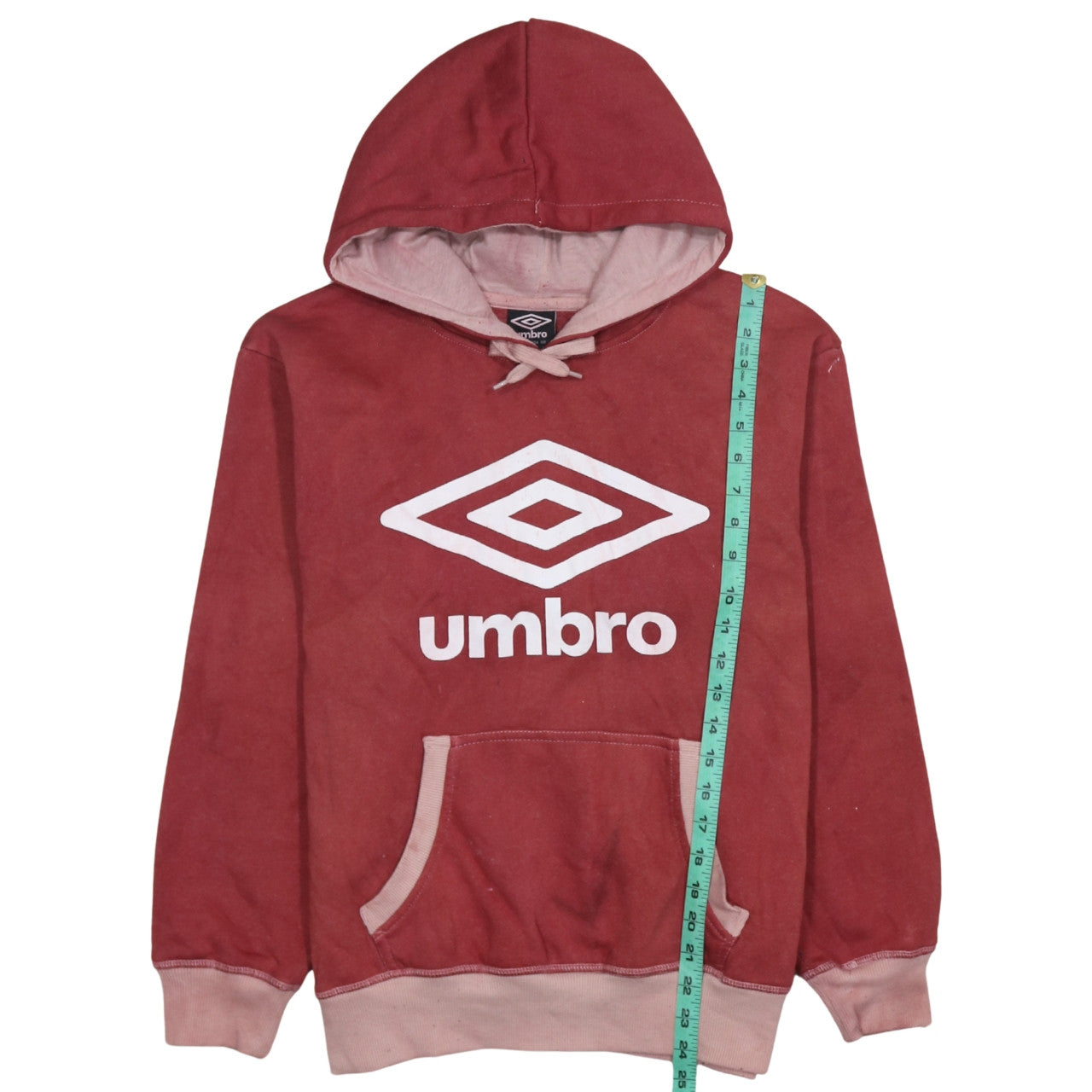 Umbro Men's Red Pullover Hoodie L Fleece Sportswear Sweatshirt