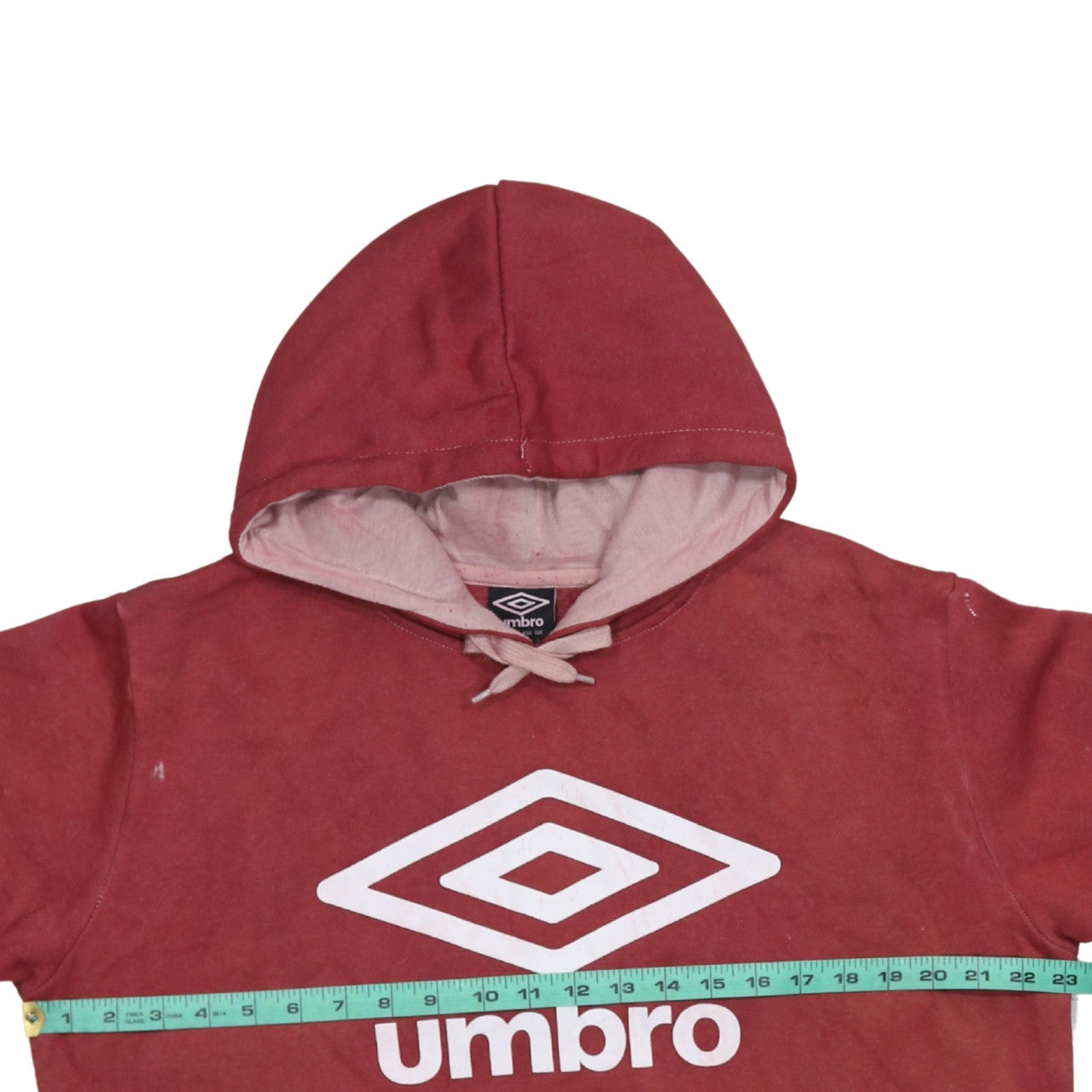 Umbro Men's Red Pullover Hoodie L Fleece Sportswear Sweatshirt