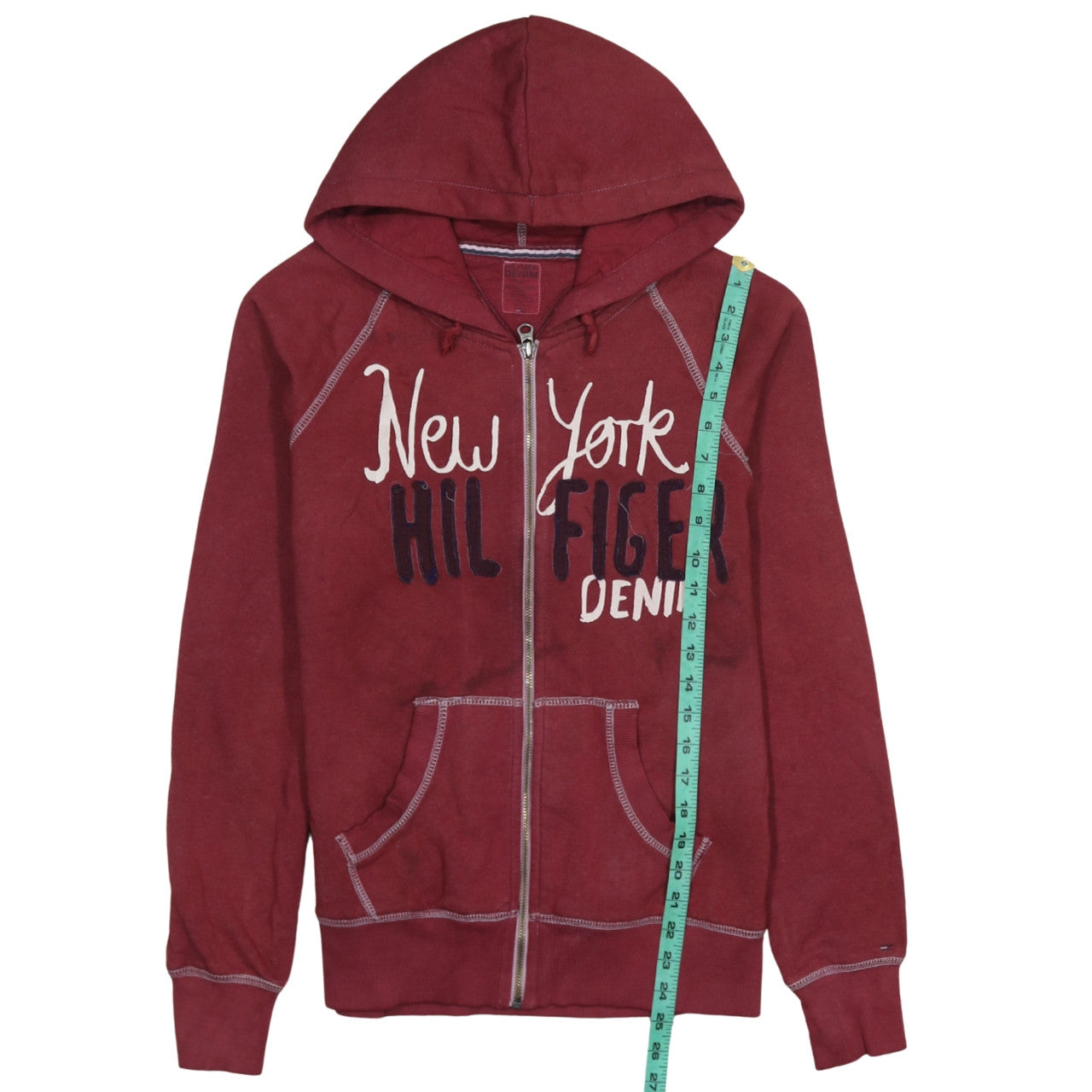 Tommy Hilfiger Men's Red Full Zip Hoodie Size L