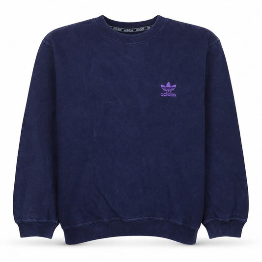 Adidas Men's Blue Crew Neck Embroidered Logo Sweatshirt L