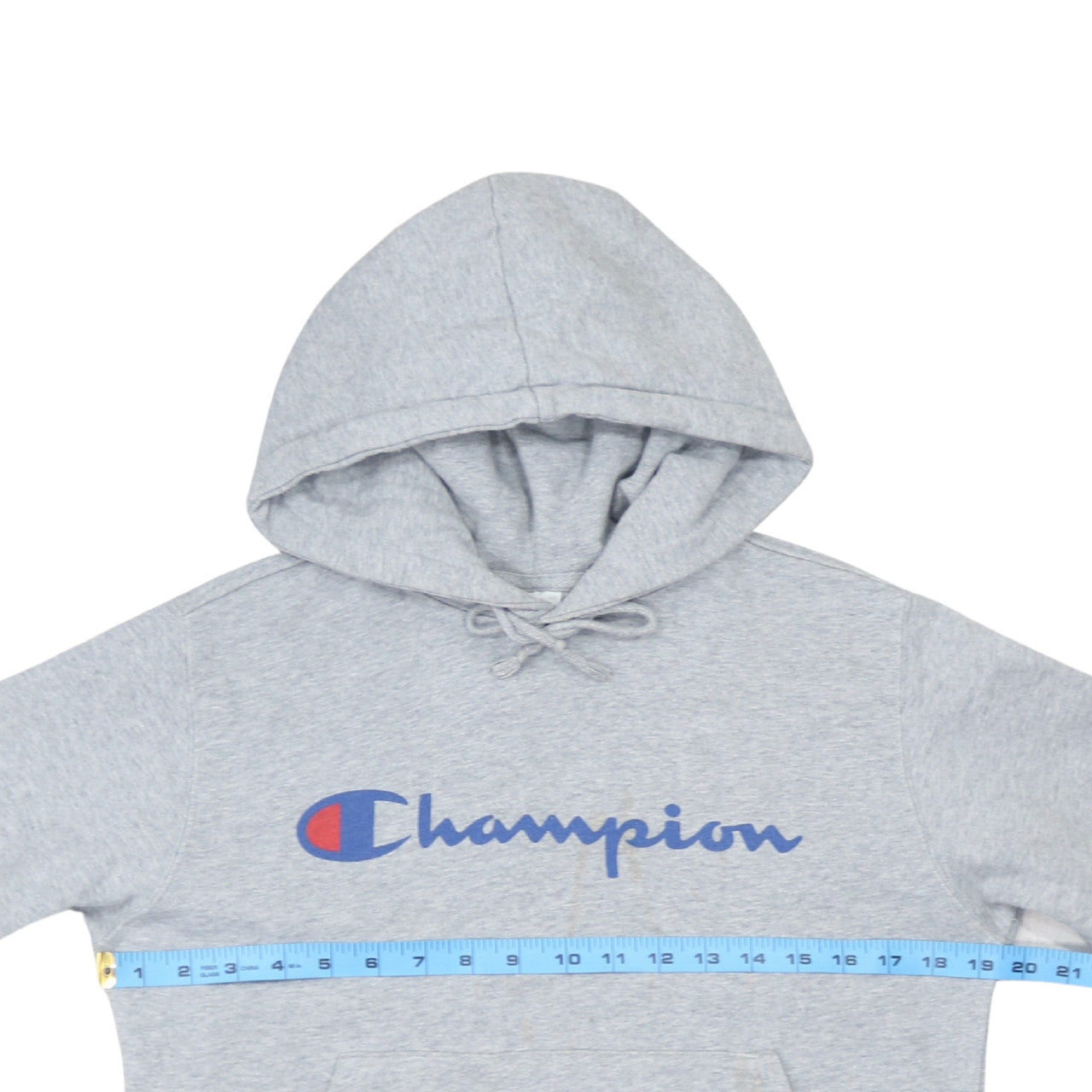 Champion Men's Grey Small Pullover Hoodie with Logo Print