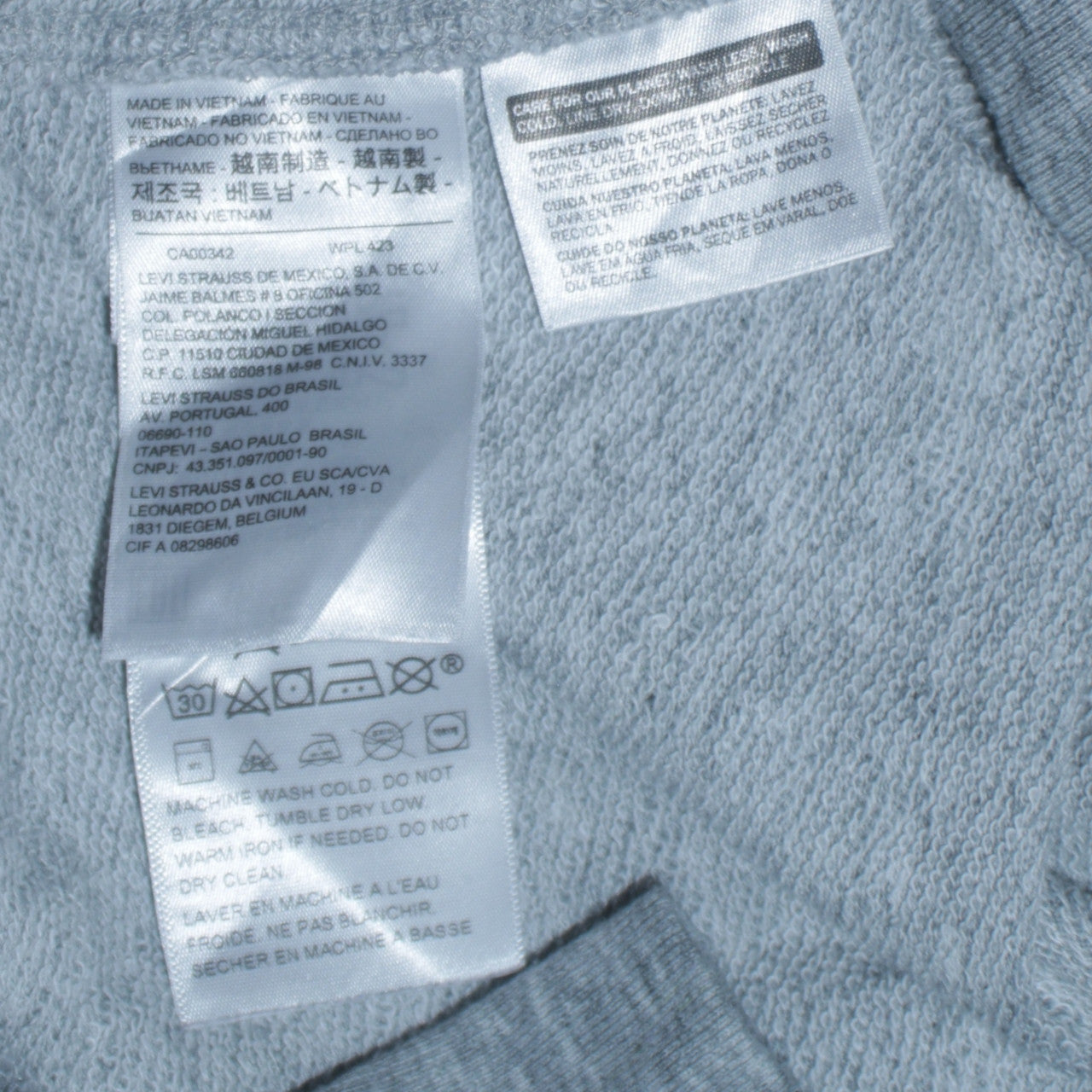 Levi's Men's Grey Logo Crew Neck Pullover Sweatshirt Size S