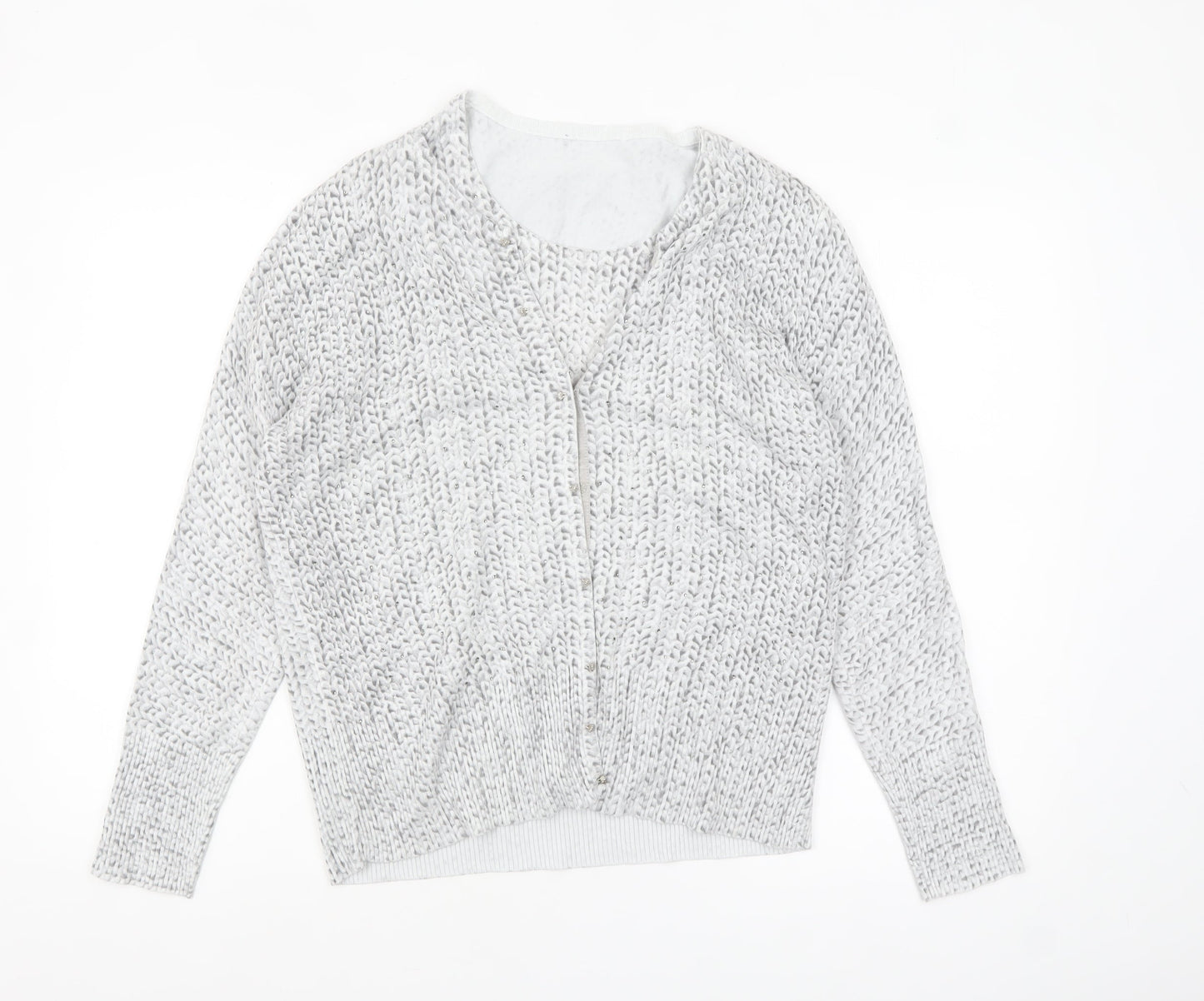 LEO & UGO Womens Grey Knit Cardigan Size 12 Long Sleeve