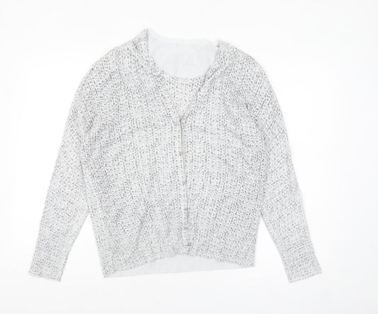 LEO & UGO Womens Grey Knit Cardigan Size 12 Long Sleeve
