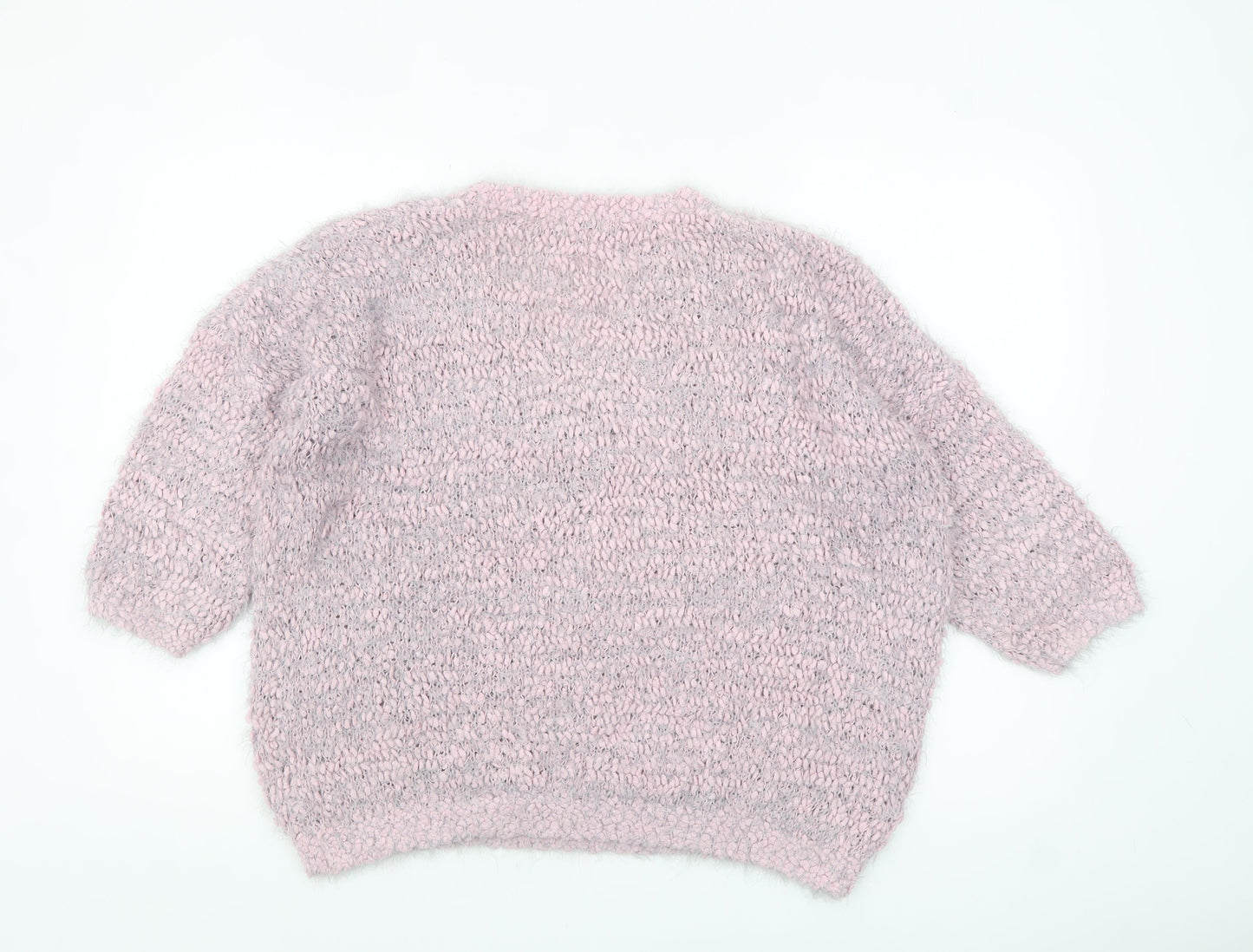F&F Women’s Pink Chunky Knit V-Neck Pullover Jumper Size 14