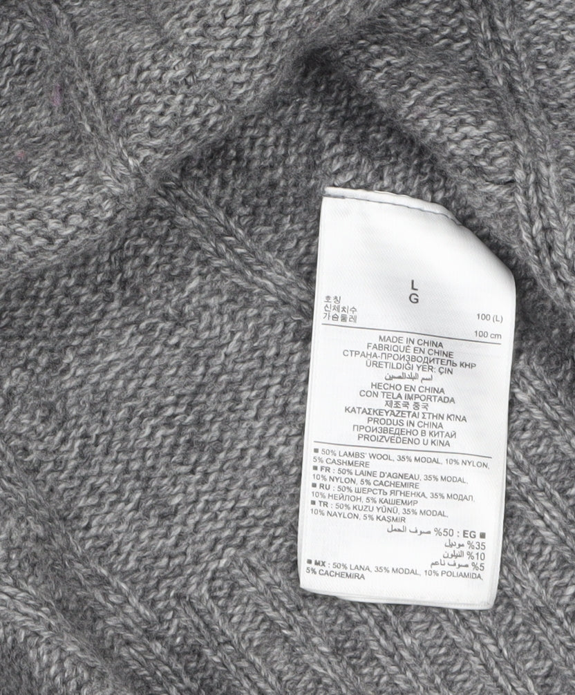 Banana Republic Women Grey Wool Blend Cable-Knit Open Cardigan L