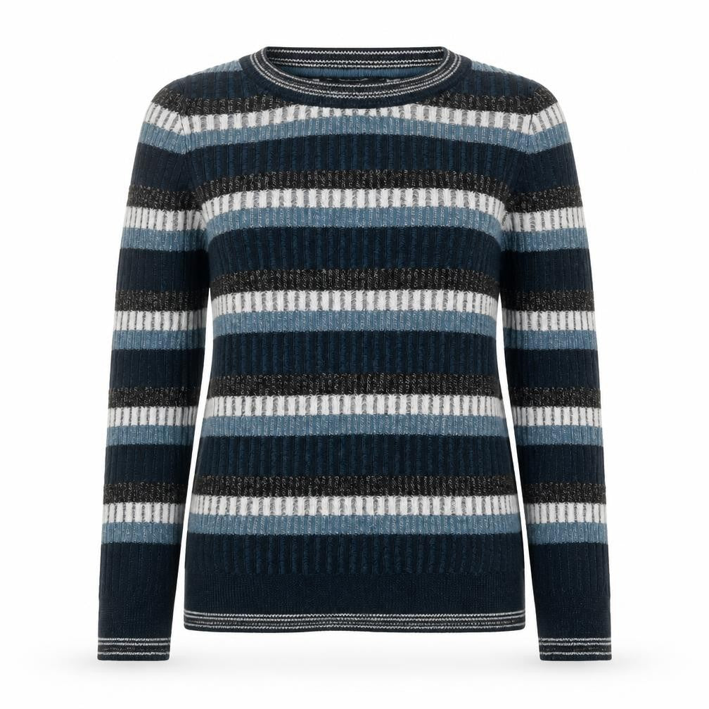 Next Women Blue Striped Acrylic Crew Neck Jumper Size 12