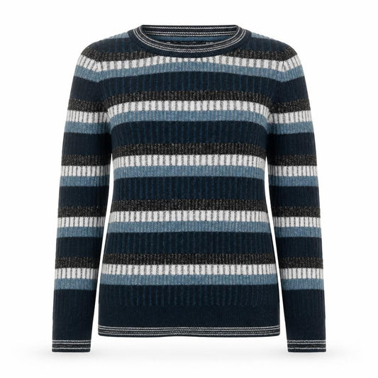 Next Women Blue Striped Acrylic Crew Neck Jumper Size 12