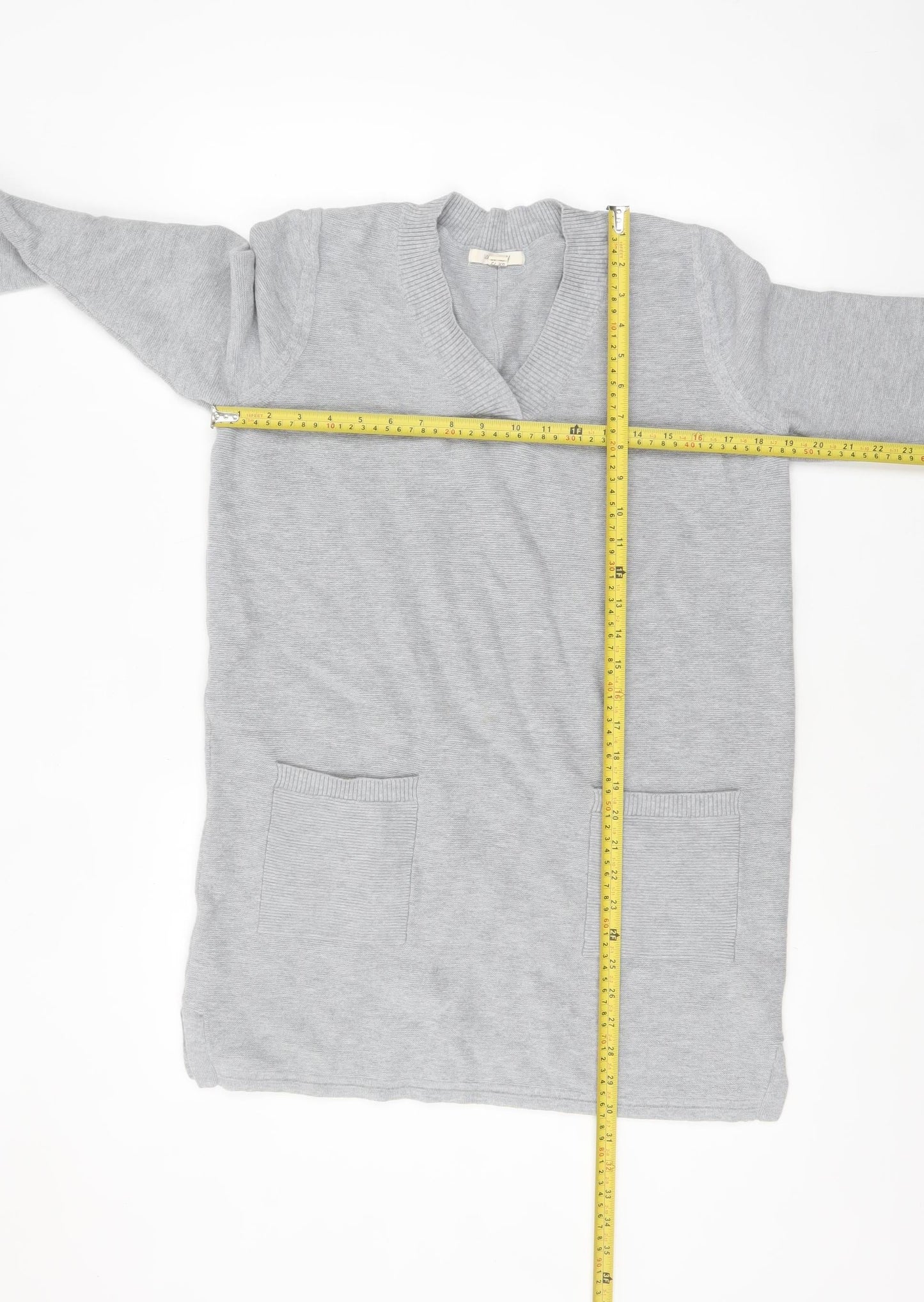 White Stuff Women's Grey V-Neck Tunic Jumper UK 12 Cotton Wool Blend