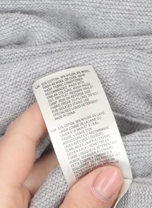 White Stuff Women's Grey V-Neck Tunic Jumper UK 12 Cotton Wool Blend