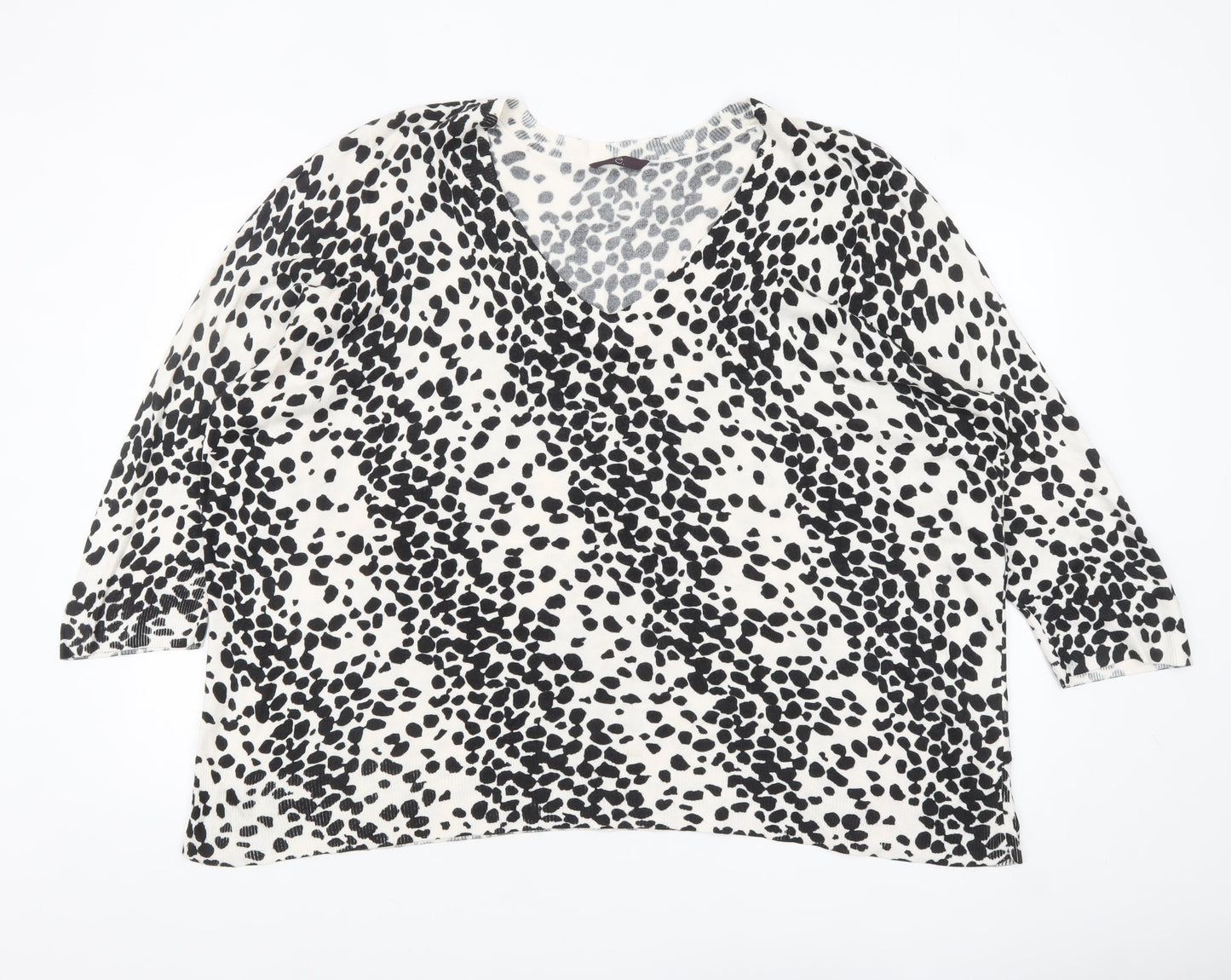Evans Women’s Black Animal Print V-Neck Plus Size Pullover Jumper 26/28