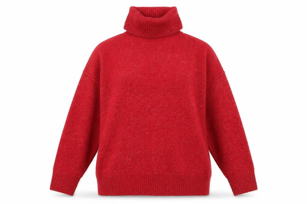 Mango Women's Red Roll Neck Knit Jumper Size S Relaxed Fit