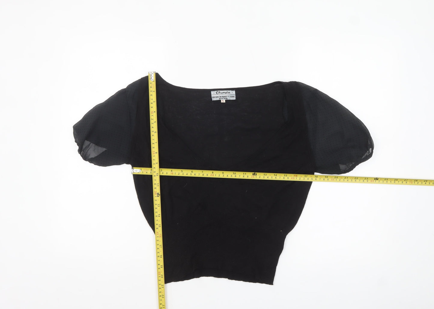 Noa Noa Women Black Cropped Puff Sleeve Blouse XL