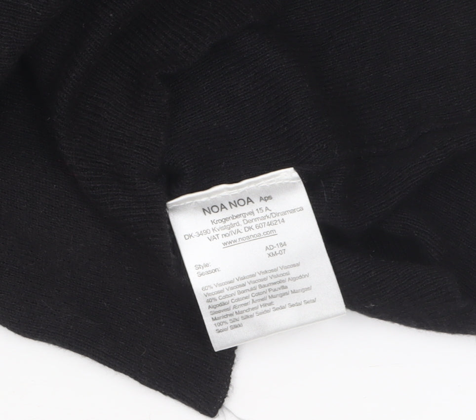 Noa Noa Women Black Cropped Puff Sleeve Blouse XL