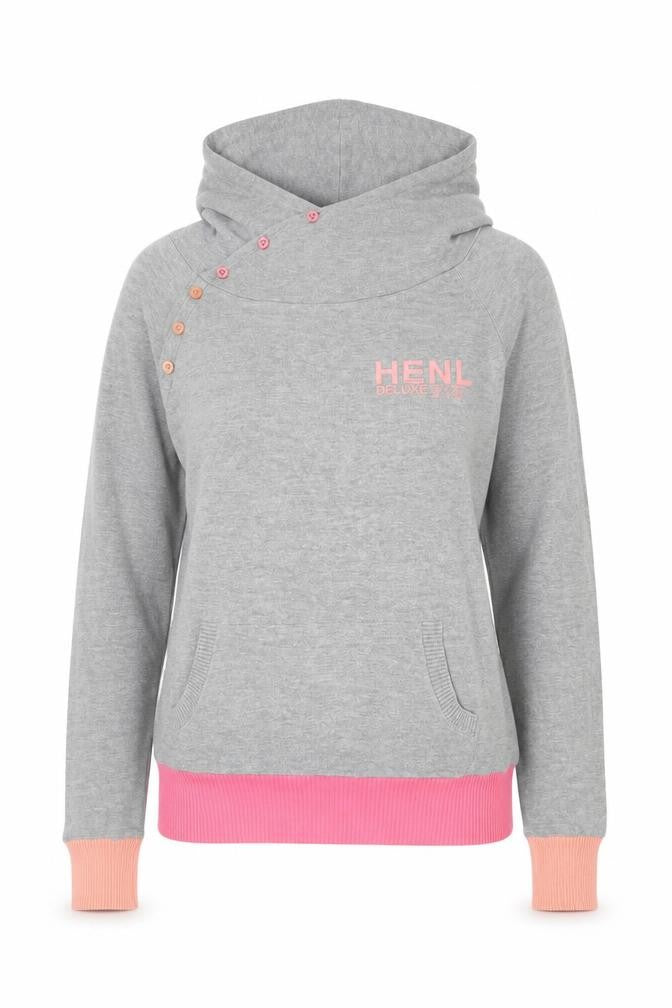 Henleys Womens Grey High Neck Hooded Pullover Jumper Size S
