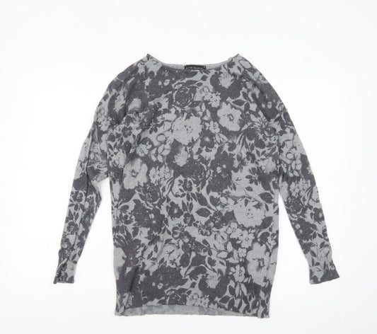 David Emanuel Women’s Grey Floral Knit Pullover Jumper XS