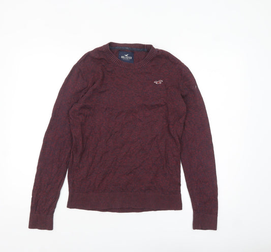 Hollister Men's Red Crew Neck Knit Pullover Jumper Size S