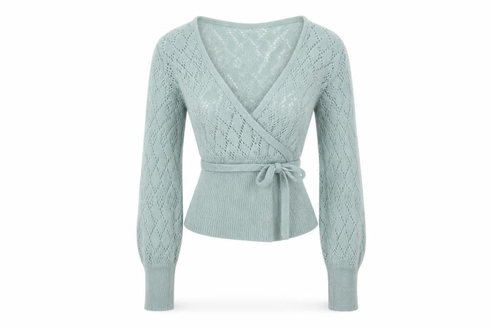 Topshop Women Green Size 8 Wrap Knit Acrylic Jumper