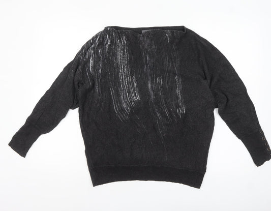 Mint Velvet Women's Black Boat Neck Cashmere Blend Jumper Size S