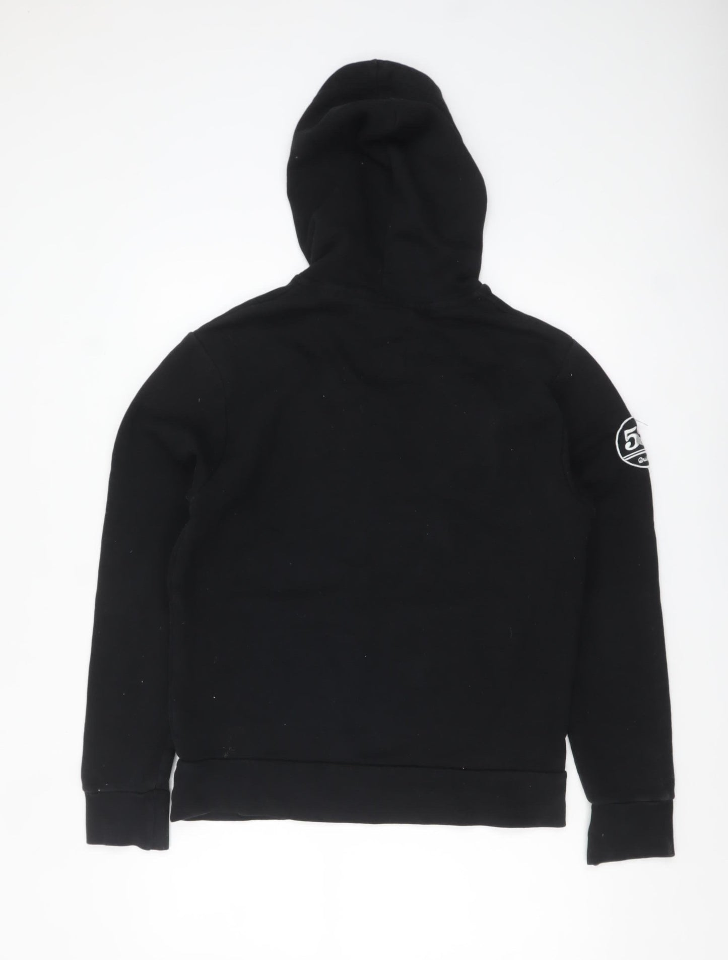 QuikFire Men's Black Pullover Hoodie Size S Fleece Lined Graphic Sportswear