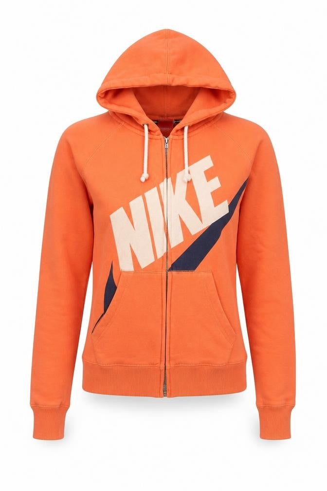 Nike Womens Orange Full Zip Hoodie Small Cotton Blend