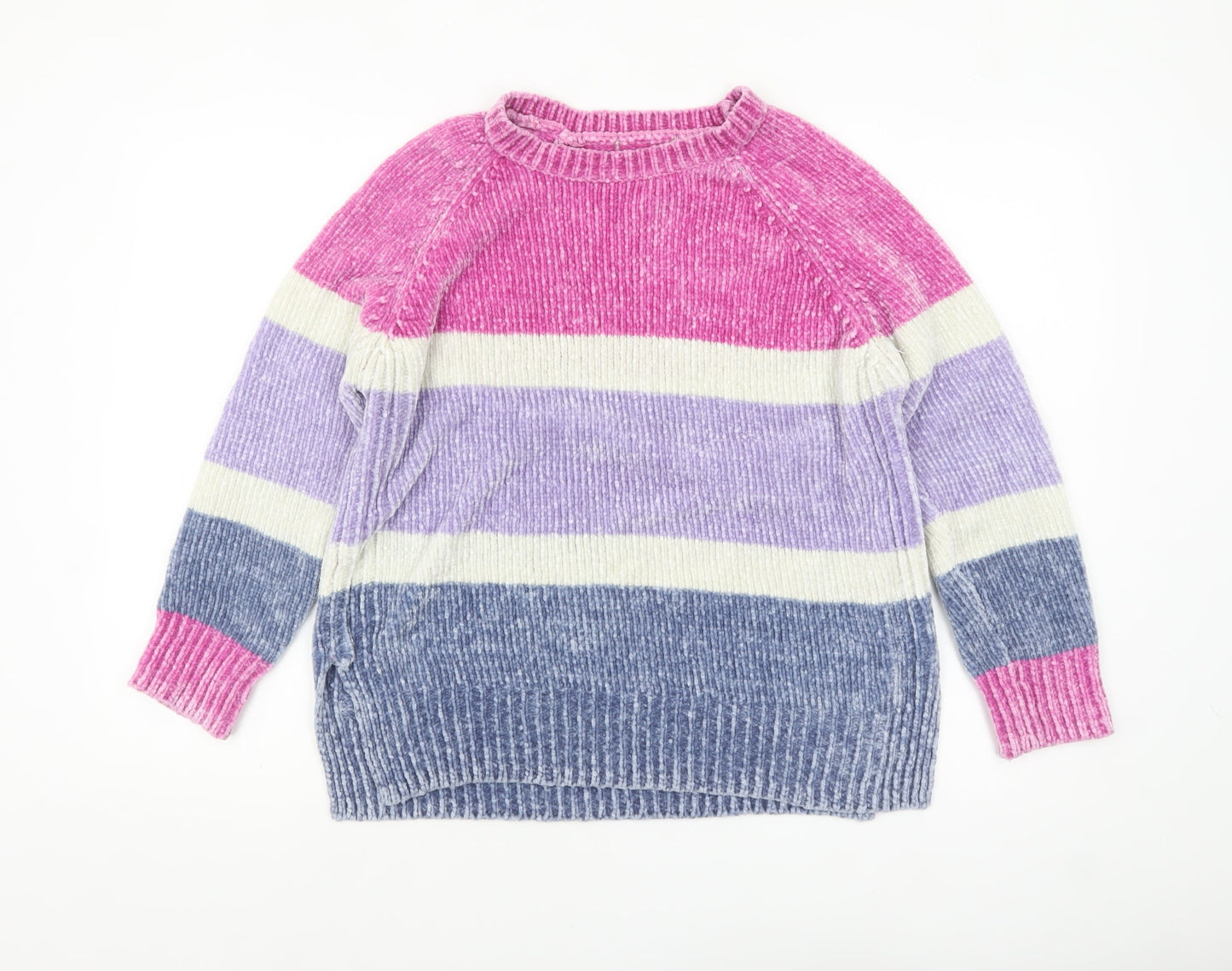 George Women's Multicoloured Striped Chunky Knit Jumper Size M 12-14