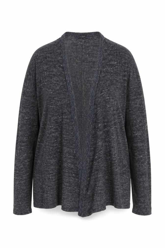 Next Women Grey Knit Open Cardigan Size 14 Relaxed Fit