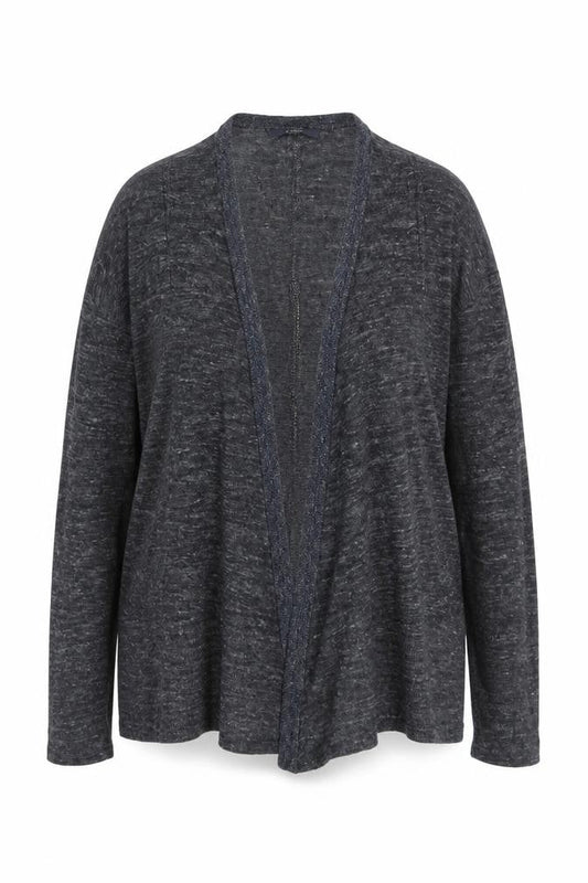 Next Women Grey Knit Open Cardigan Size 14 Relaxed Fit