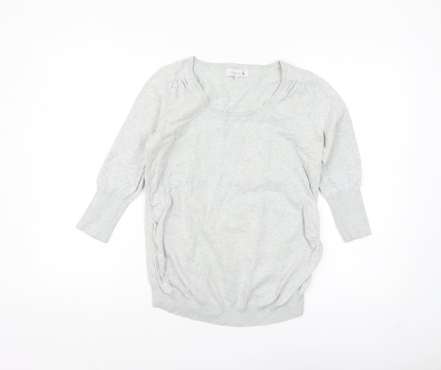 Red Herring Maternity Grey Scoop Neck Cotton Jumper Size 10