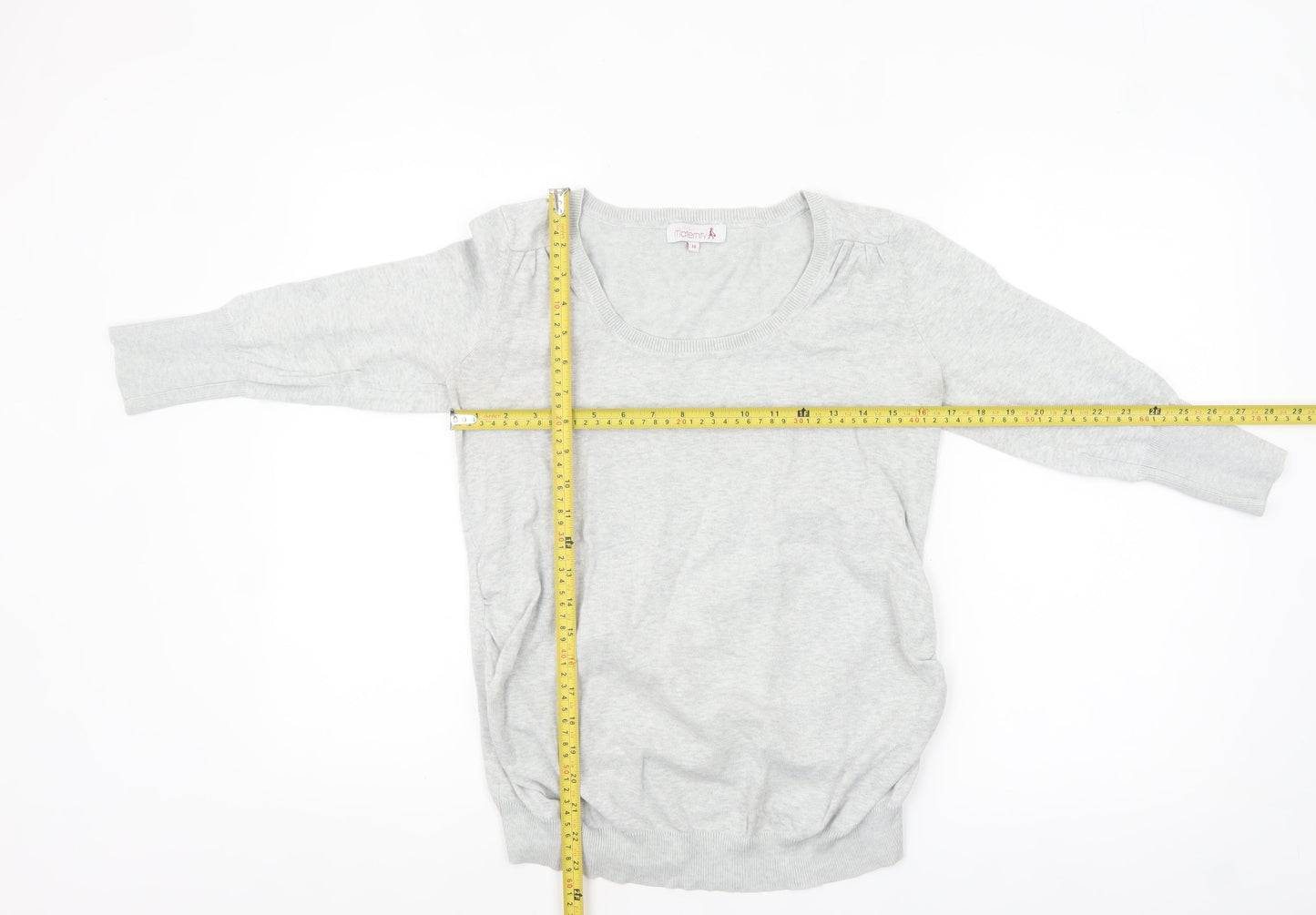 Red Herring Maternity Grey Scoop Neck Cotton Jumper Size 10