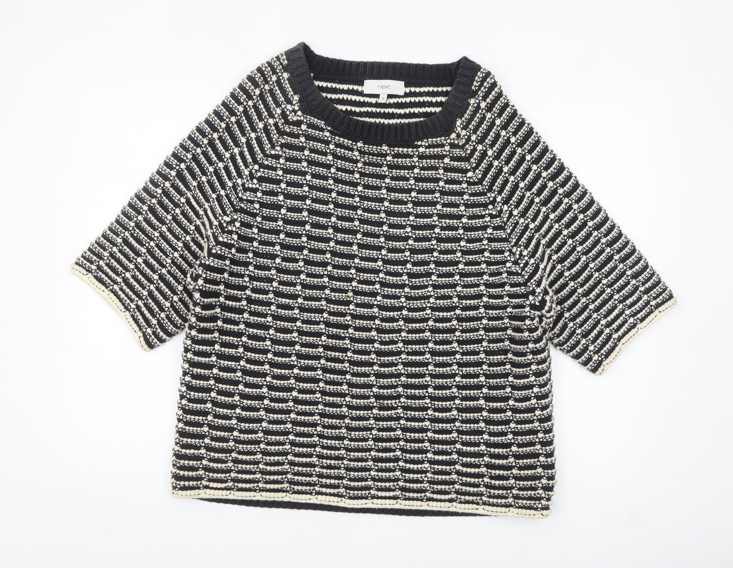 Next Women’s Black & Beige Knit Pullover Jumper Medium Cotton Blend