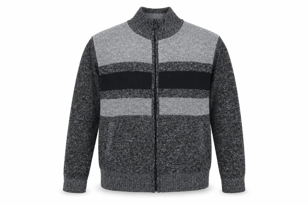 Max Men Grey 2XL Full Zip Knit Jumper for Men