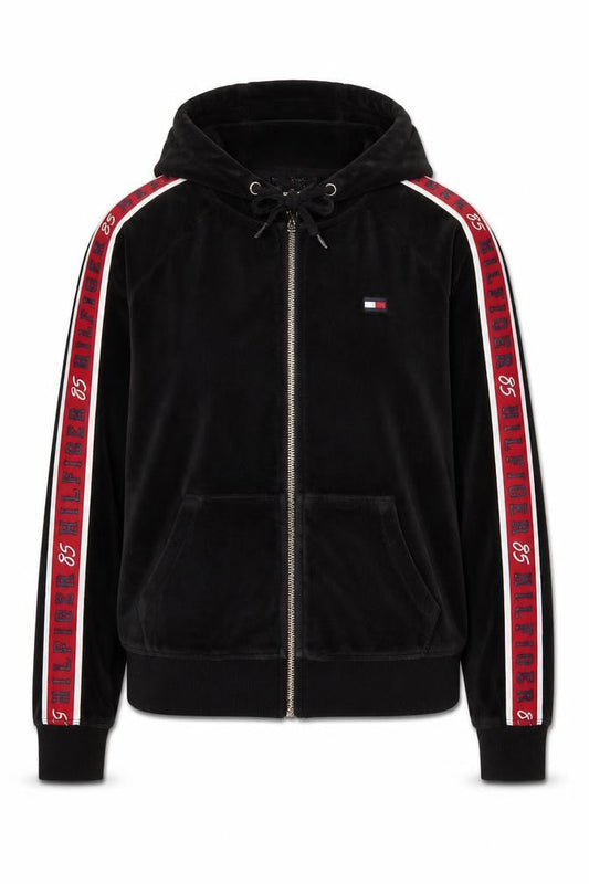 Tommy Hilfiger Sport Women's Black XS Full Zip Velour Hoodie