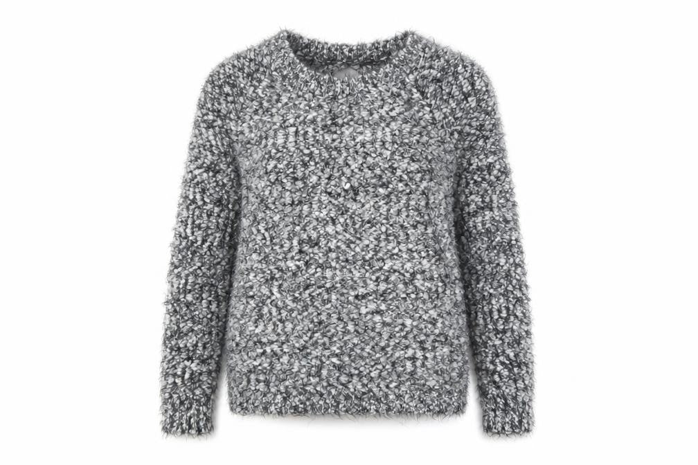Quiz Women’s Grey Fuzzy Chunky Knit Long Sleeve Bow Jumper Size S