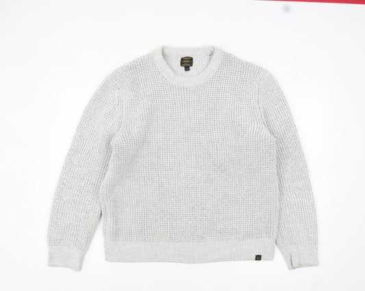 Next Men's Grey Chunky Knit Crew Neck Jumper Size L