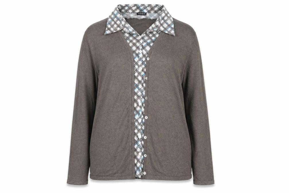 Gerry Weber Women's Brown Check Layered Cardigan Size 20