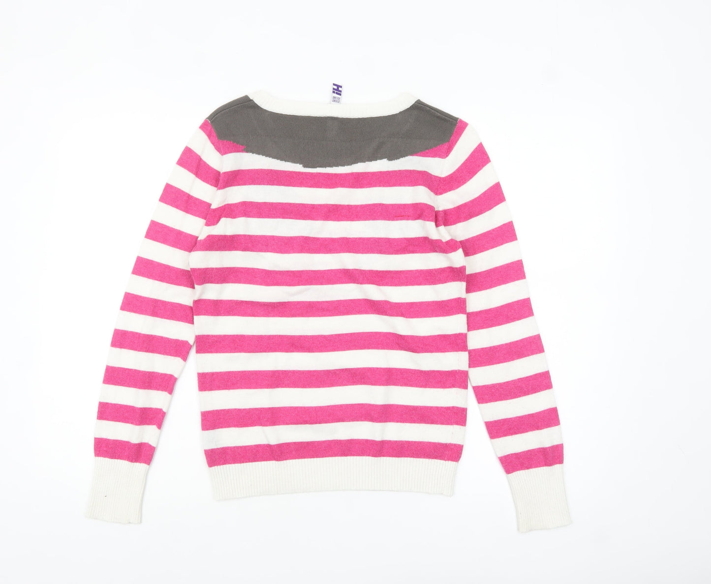 Henry Holland Women’s Pink Striped Fox Jumper Size 10 Knit Pullover