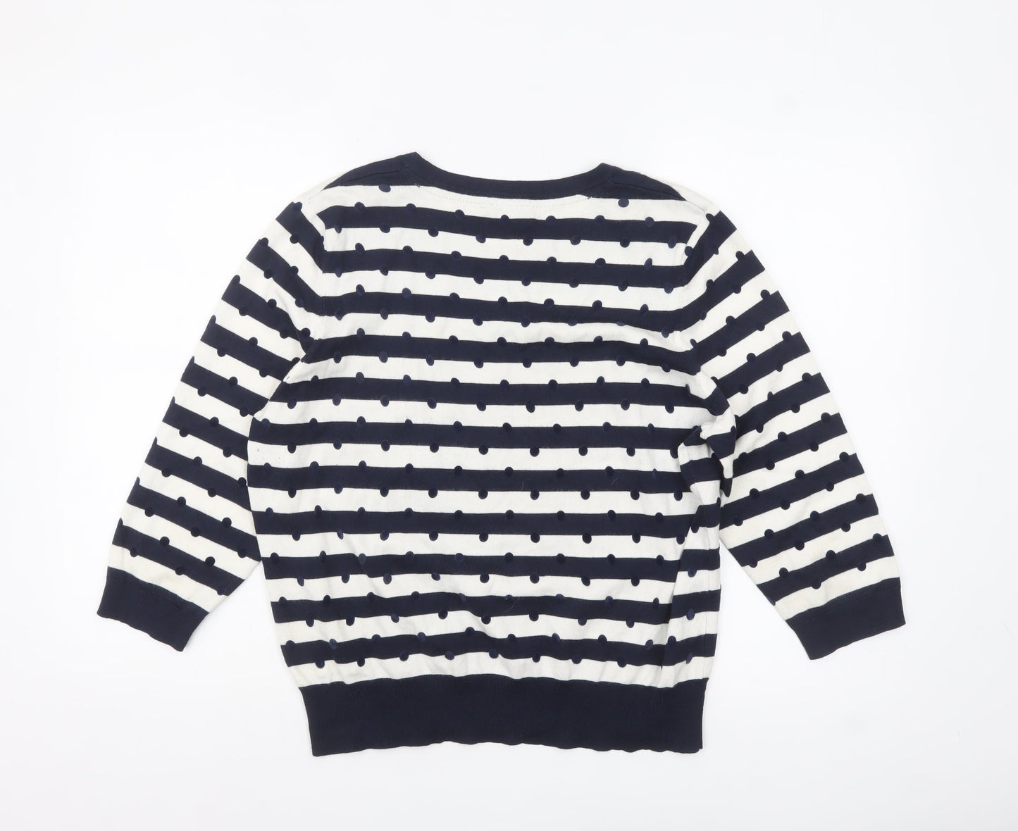 CC Petite Women's Blue Striped 3/4 Sleeve Pullover Jumper XL