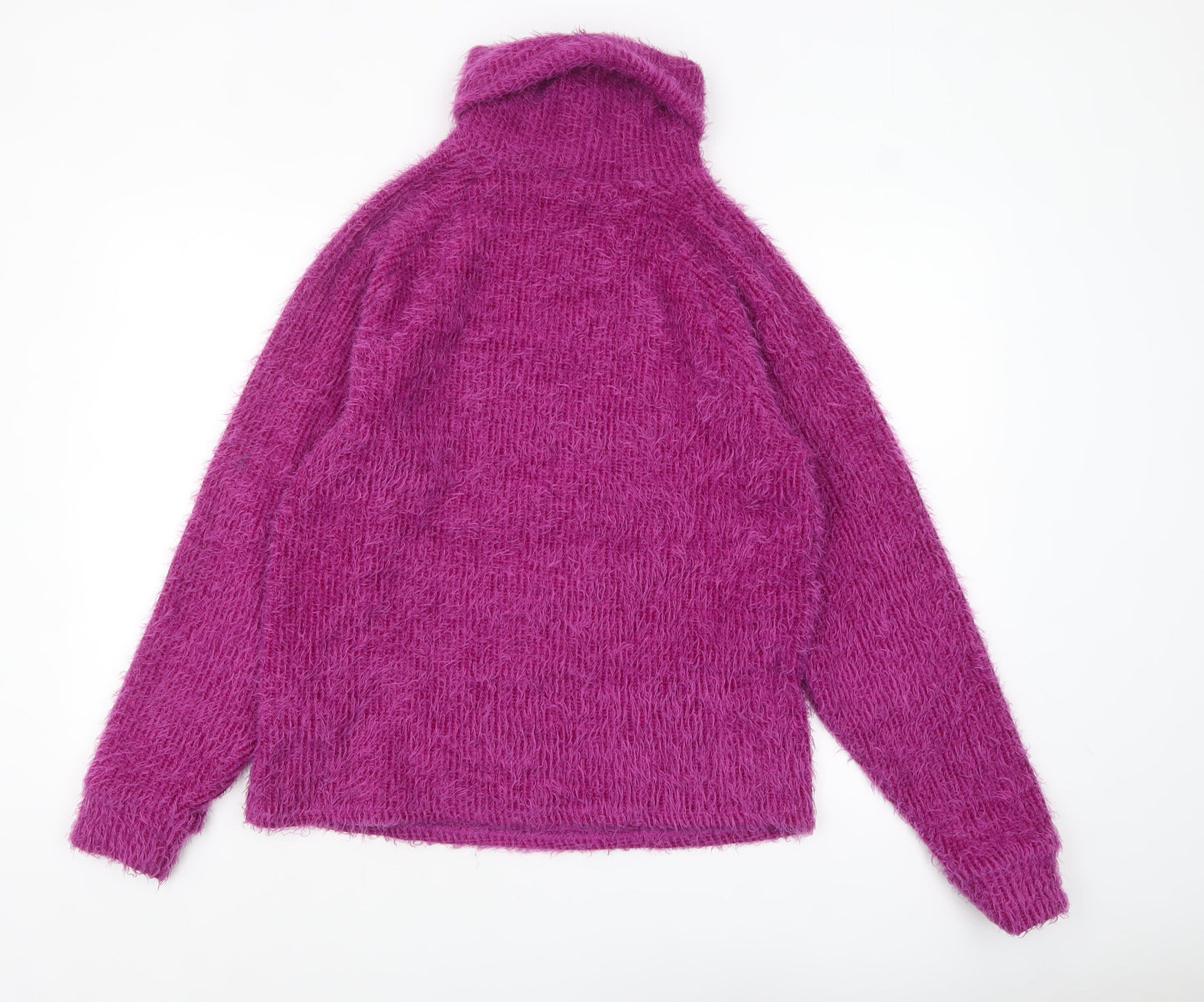 Bershka Women's Purple Roll Neck Chunky Knit Jumper Size 8