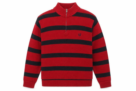 Chaps Men's Red Striped 1/4 Zip Cotton Jumper XL