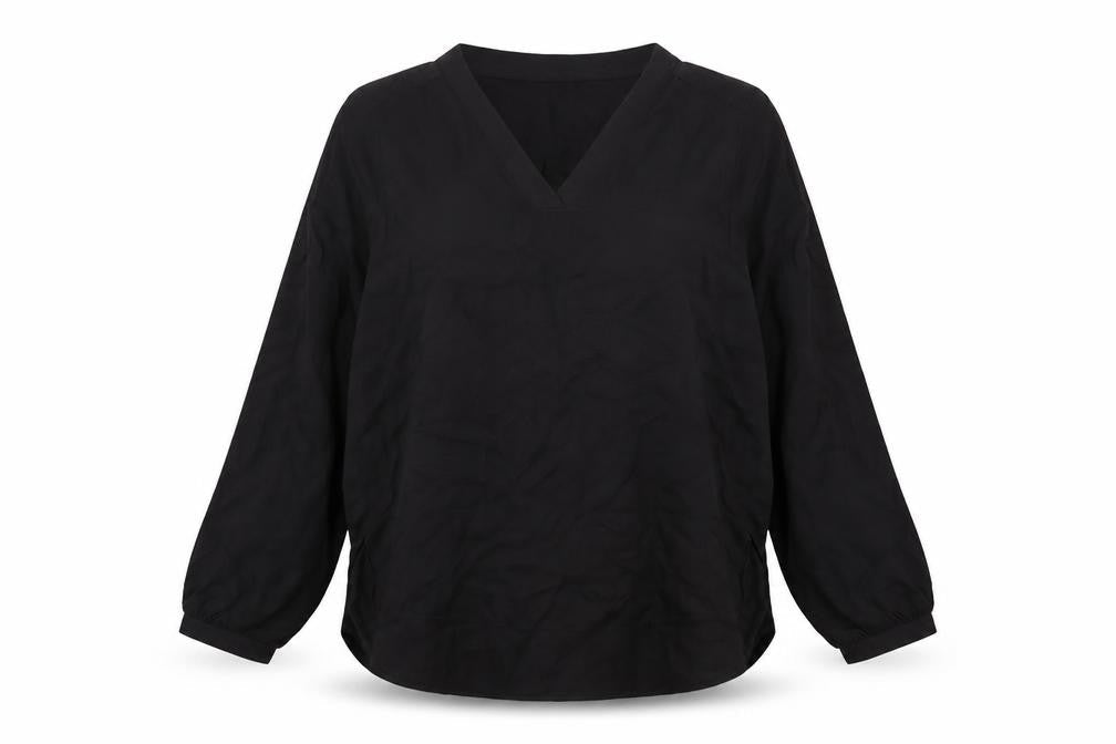 Marks & Spencer Women's Black V-Neck Long Sleeve Viscose Blouse Size 12