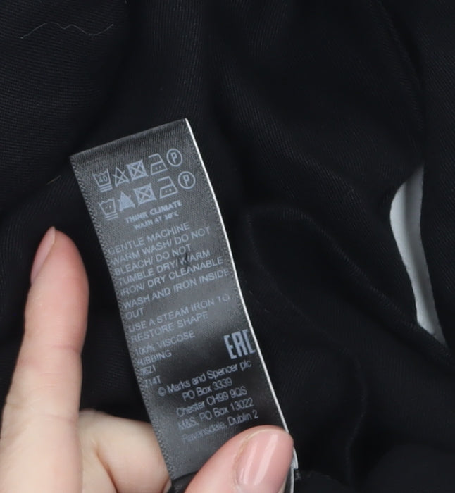 Marks and Spencer Women's Black V-Neck Long Sleeve Viscose Blouse Size 12