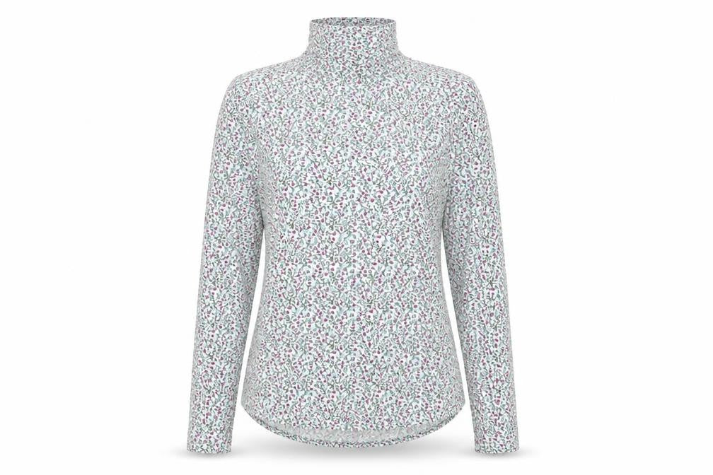 Marks & Spencer Womens Multicoloured Floral Roll Neck Long Sleeve T-Shirt Size 16
