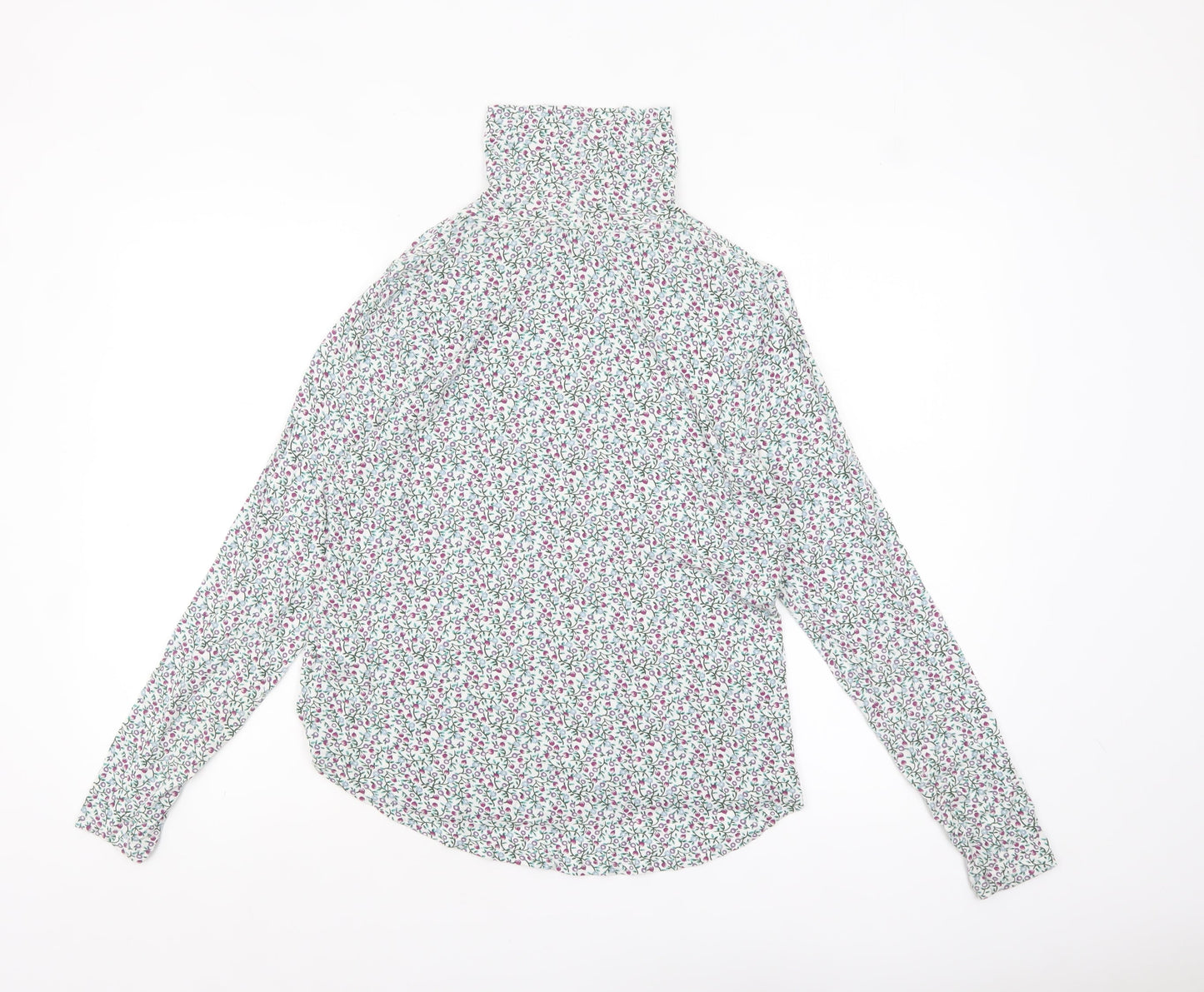 Marks and Spencer Womens Multicoloured Floral Roll Neck Long Sleeve T-Shirt Size 16