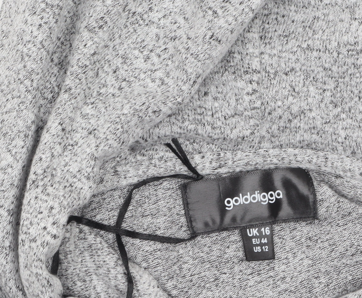 Golddigga Women's Grey Size 16 Pullover Hoodie Sweatshirt